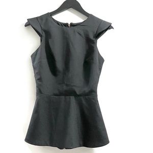 Naven x Revolve • Black Amour Blouse Back Cut-Out Peplum Top EUC • Size 0